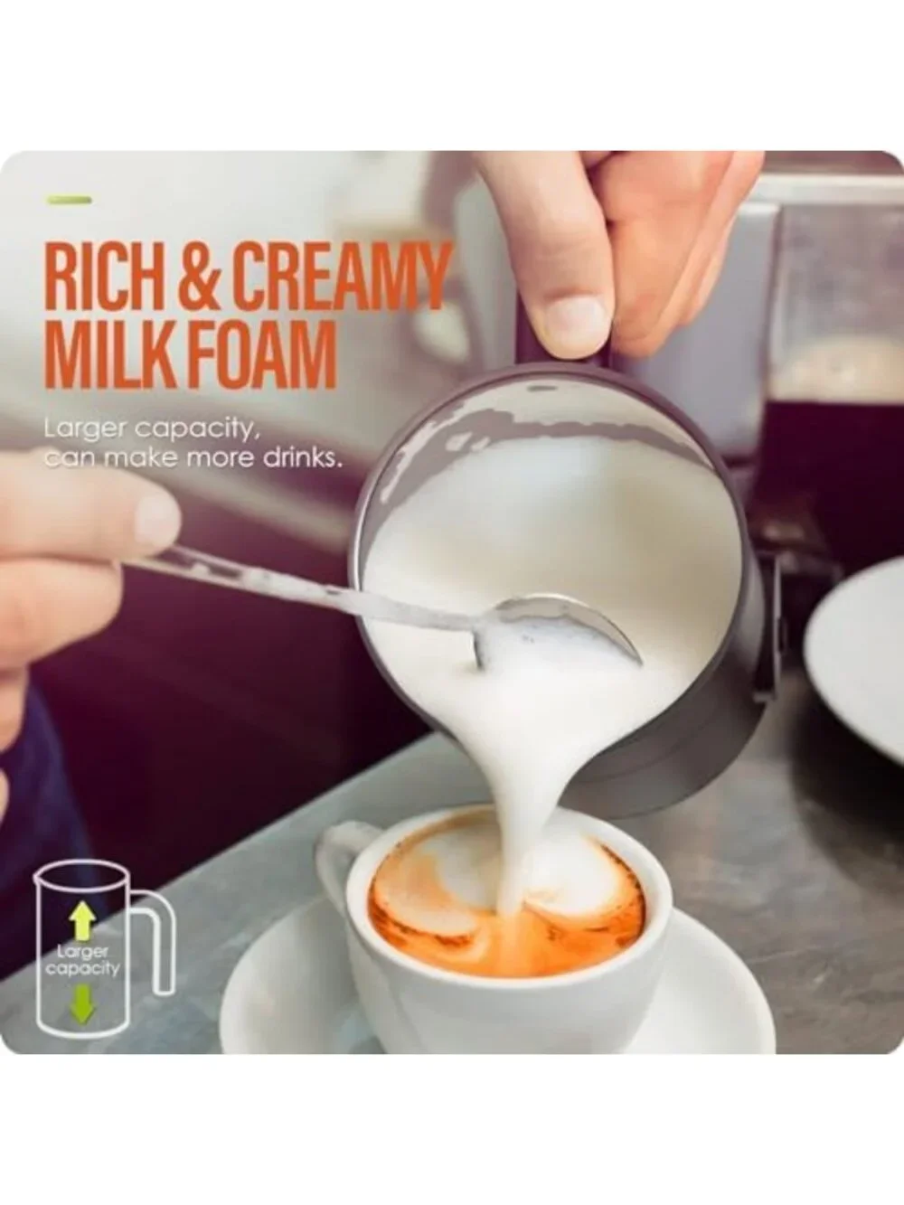 4-in-1 Milk Frother & Steamer - Automatic Foam Maker for Coffee, Latte